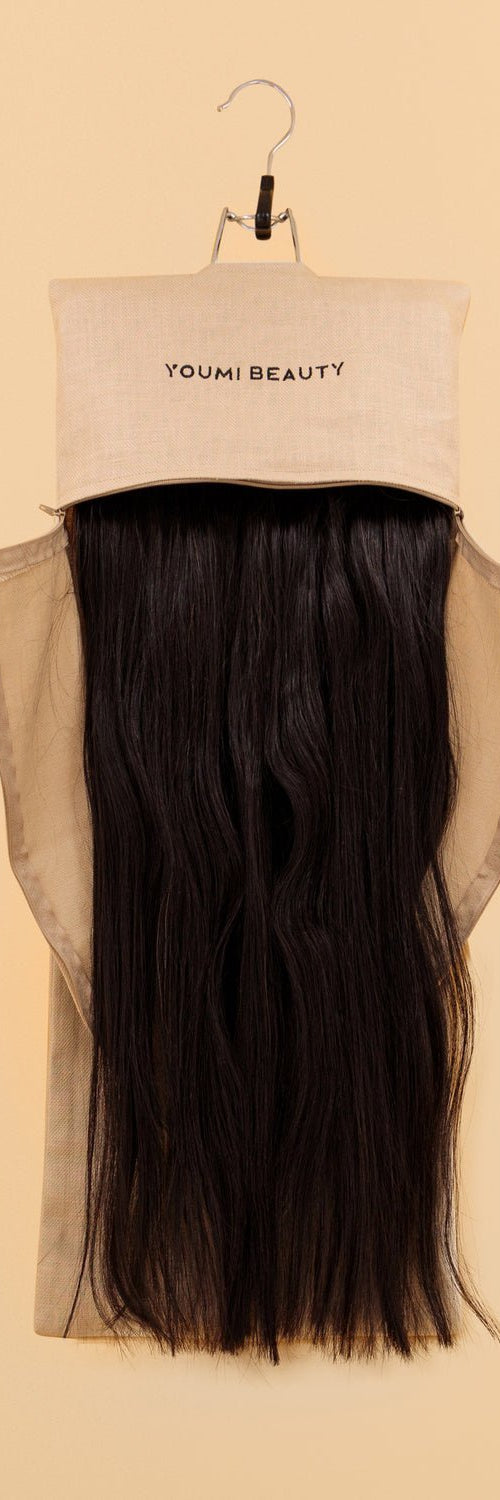 Clip in Tape in hair extension storage bag with hanger